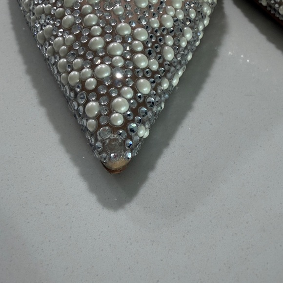 Zara Pearl & Crystal Pointed Slingback Heels in Tan and Silver ~ 9 or 39 - Picture 10 of 10